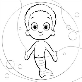 Bubble Guppies, Goby drawing black and white vector