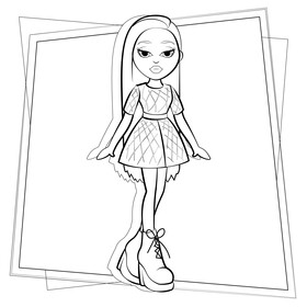 Bratz Dolls, Jade drawing black and white vector