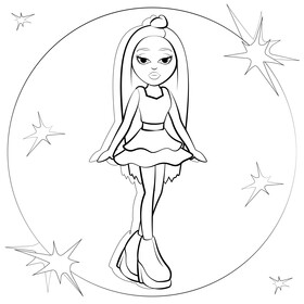 Bratz Dolls, Cloe drawing black and white vector