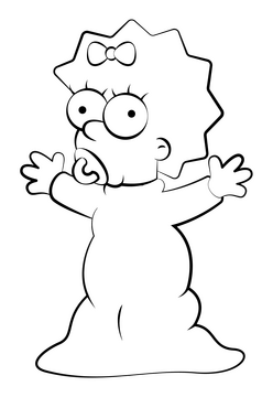Simpsons, Maggie black and white clipart