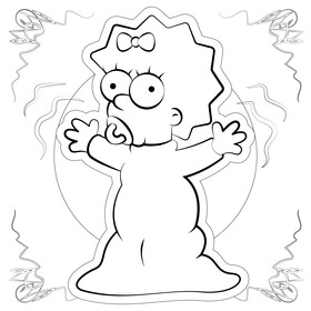 Simpsons, Maggie drawing black and white vector