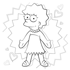 Simpsons, Lisa drawing black and white vector