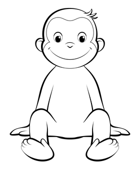Curious George black and white clipart