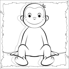 Curious George drawing black and white vector