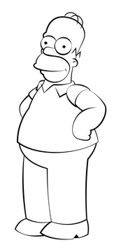 Simpsons, Homer black and white clipart
