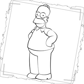Simpsons, Homer drawing black and white vector