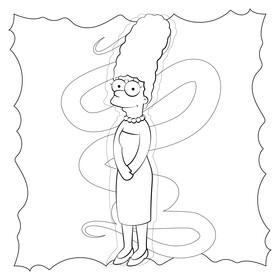 Simpsons, Marge drawing black and white vector