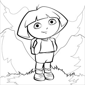 Dora the Explorer, Dora drawing black and white vector
