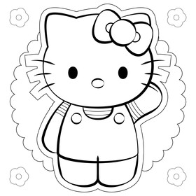 Hello Kitty drawing black and white vector
