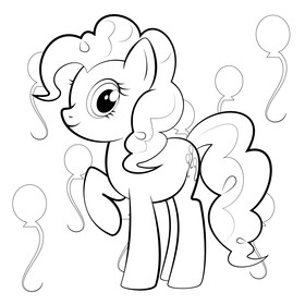 My Little Pony, Pinkie Pie drawing black and white vector