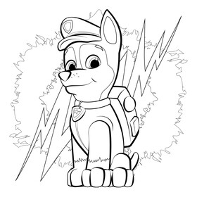 PAW Patrol, Chase drawing black and white vector