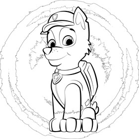 PAW Patrol, rocky drawing black and white vector