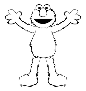 Sesame Street, Elmo black and white clipart