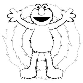 Sesame Street, Elmo drawing black and white vector