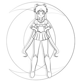 Sailor Moon drawing black and white vector