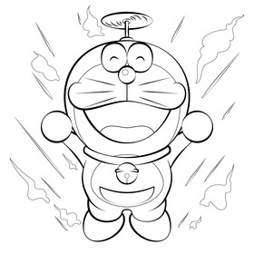 Doraemon black and white vector