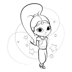 Shimmer and Shine drawing black and white vector