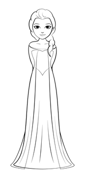 Frozen, Elsa black and white clipart