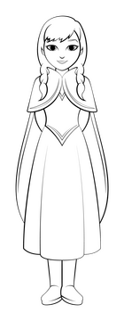 Frozen, Anna black and white clipart