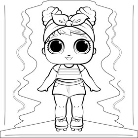 Lol surprise doll, dawn black and white vector