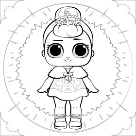 Lol dolls, crystal queen black and white vector