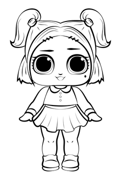 Lol dolls, dusk black and white clipart