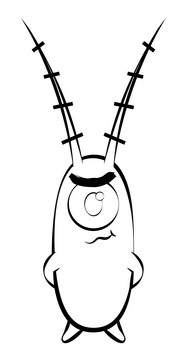 Spongebob Squarepants, Plankton black and white clipart