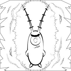 Spongebob Squarepants, Plankton black and white vector