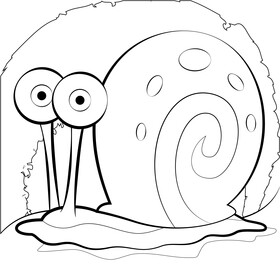 Spongebob Squarepants, Gary black and white vector