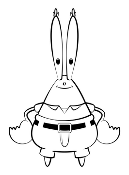 Spongebob Squarepants, Patrick, Mr Krabs black and white clipart