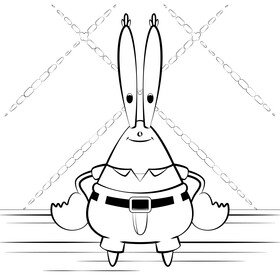 Spongebob Squarepants, Patrick, Mr Krabs black and white vector