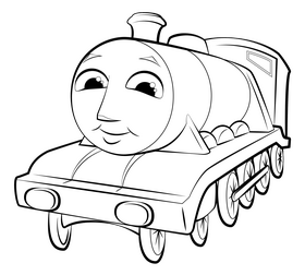 Thomas the train black and white clipart