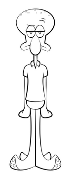 Spongebob Squarepants, Squidward black and white clipart