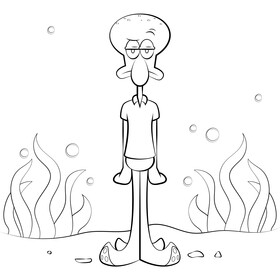 Spongebob Squarepants, Squidward black and white vector