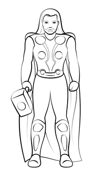 Thor, avengers black and white clipart