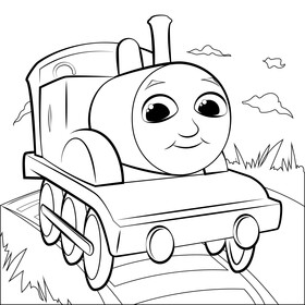 Thomas the train black and white vector