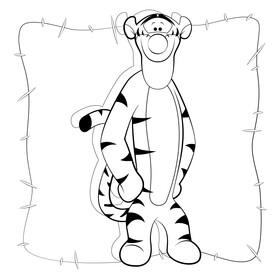 Winnie the pooh, tigger black and white vector