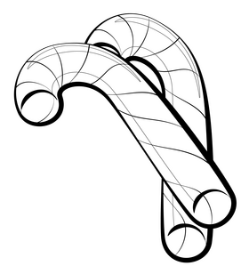 Candy cane drawing black and white clipart