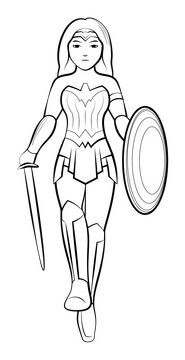 Wonder Woman black and white clipart