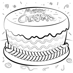 Christmas cake black and white vector