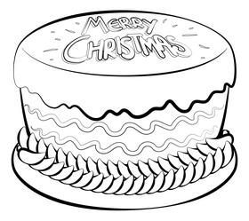 Christmas cake drawing black and white clipart