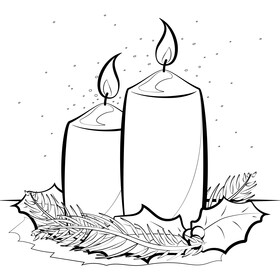 Christmas candle black and white vector