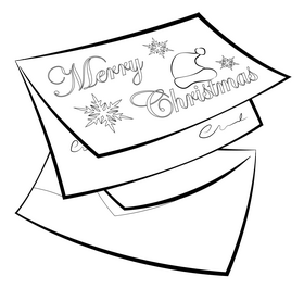 Christmas card drawing black and white clipart