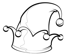 Christmas elf hat drawing black and white clipart