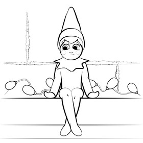 Elf on the shelf black and white vector