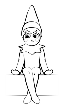Elf on the shelf drawing black and white clipart