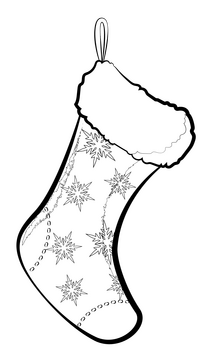 Christmas stocking drawing black and white clipart