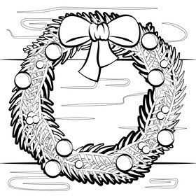 Christmas wreath black and white vector