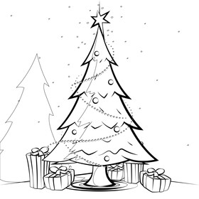 Christmas tree black and white vector