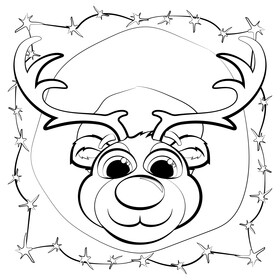 Rudolph head black and white vector